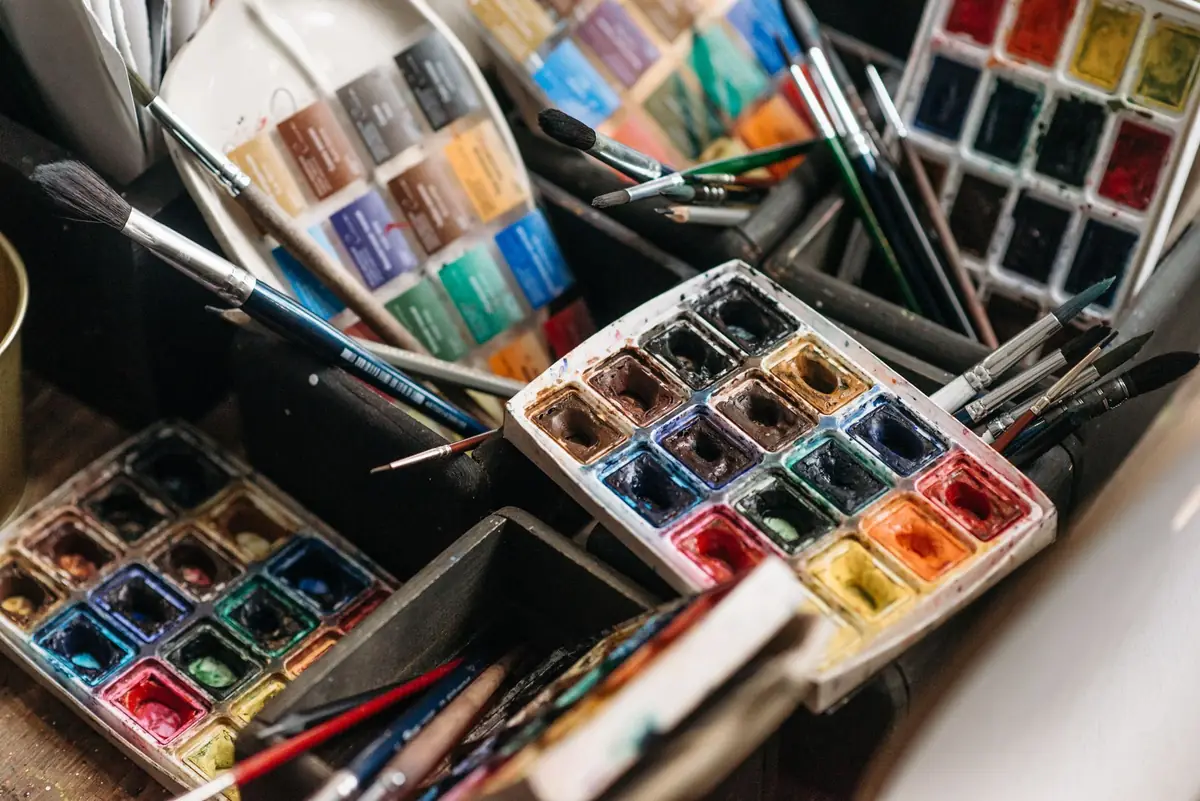 Colorful studio supplies